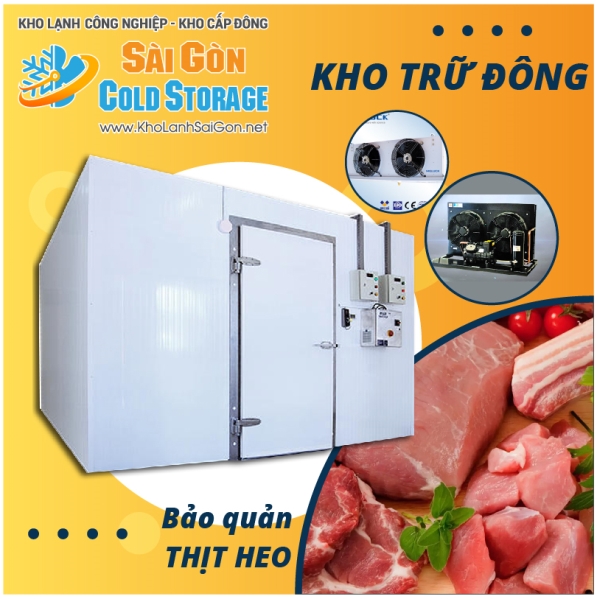 Kho lạnh bảo quản thịt heo - Kho Lạnh Sài Gòn - Công Ty TNHH Thương Mại Dịch Vụ Cơ Điện Lạnh Nguyễn Khánh